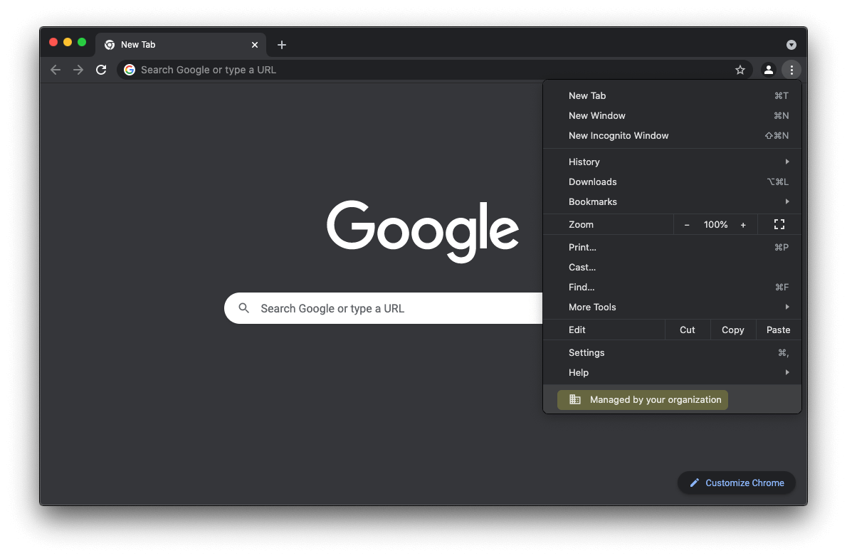 no custom and control bar showing in google chrome for mac